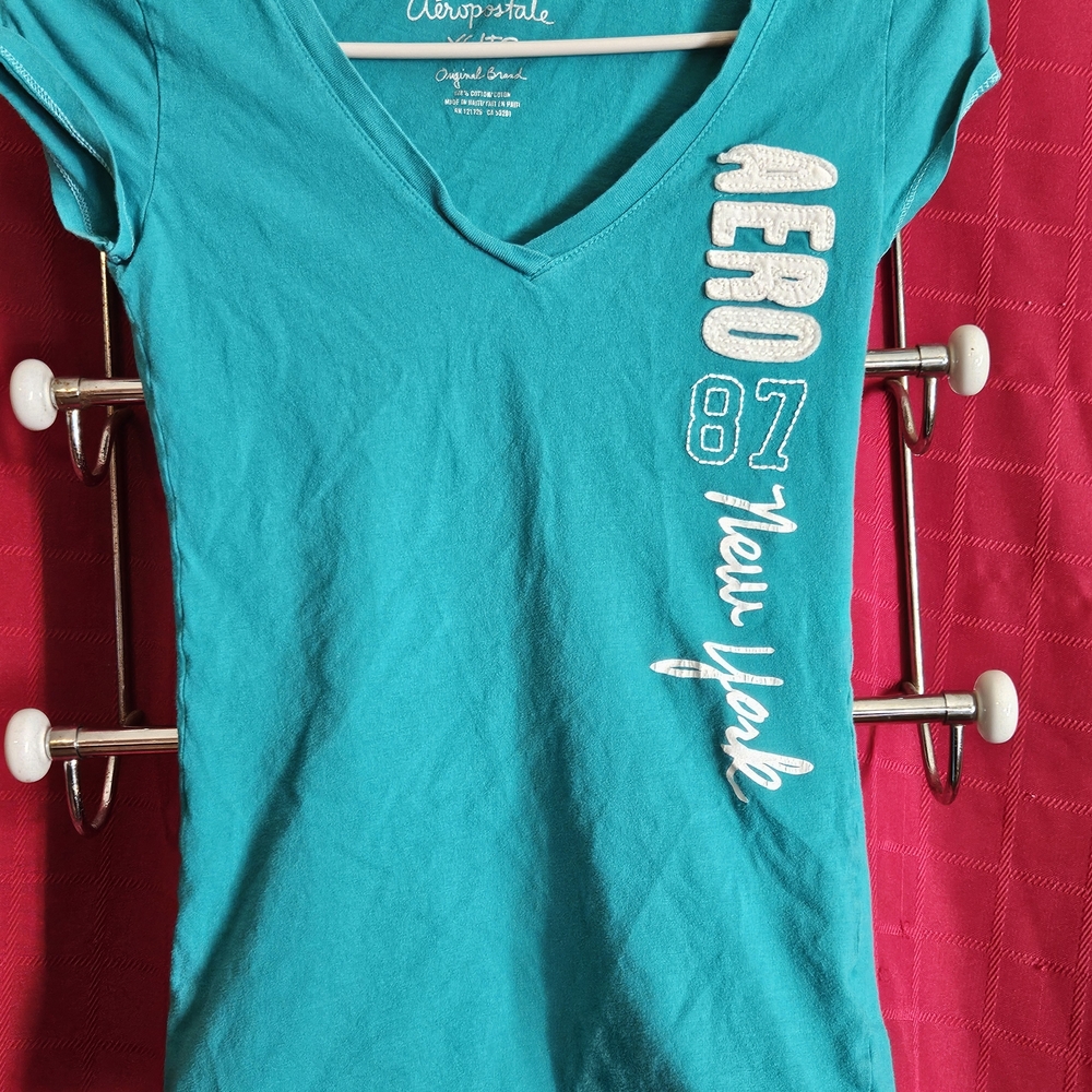 Aeropostale Teal Graphic Tee